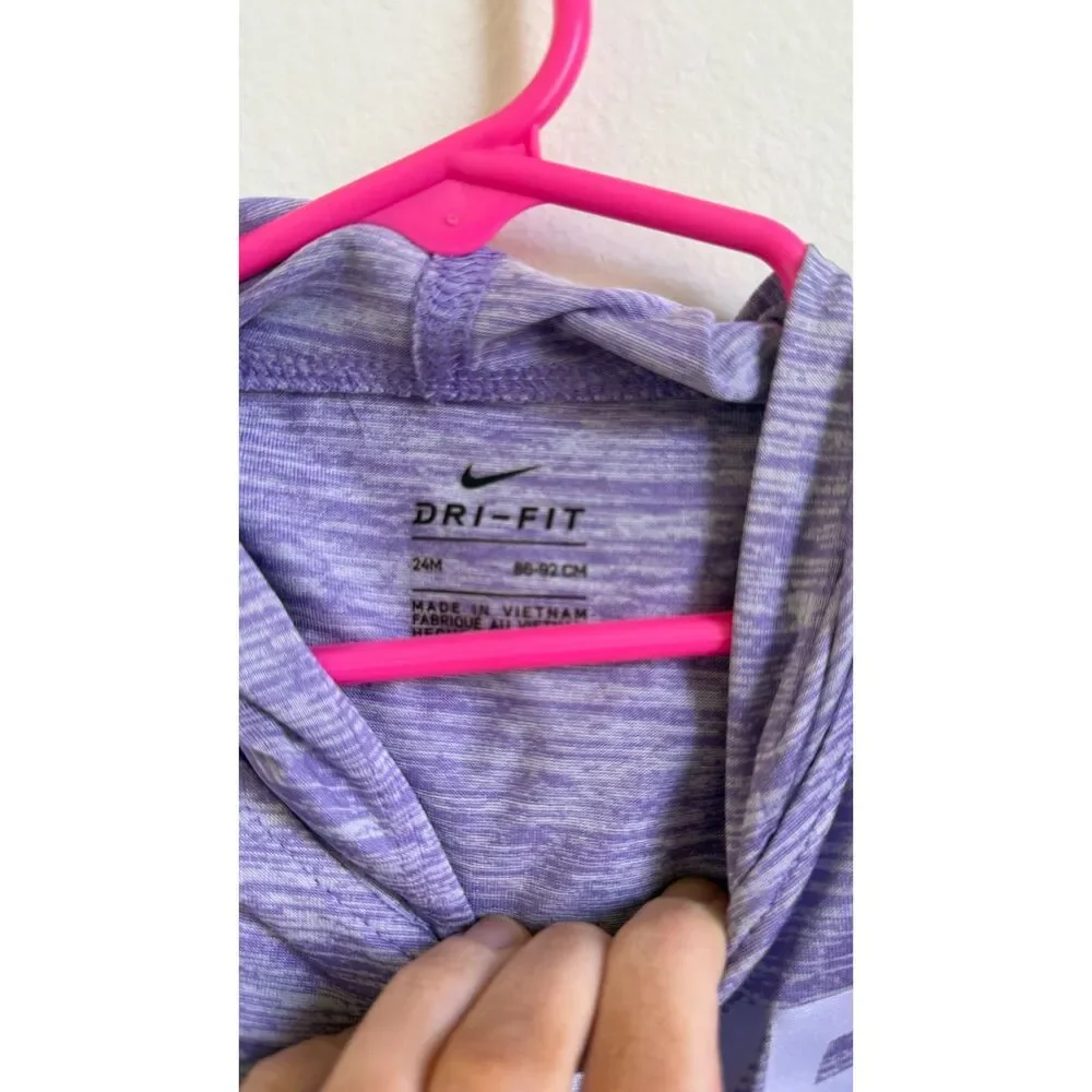 Nike Dri-FIT Toddler Girls 24M Purple Heather Ruffle Hem Hooded Shirt